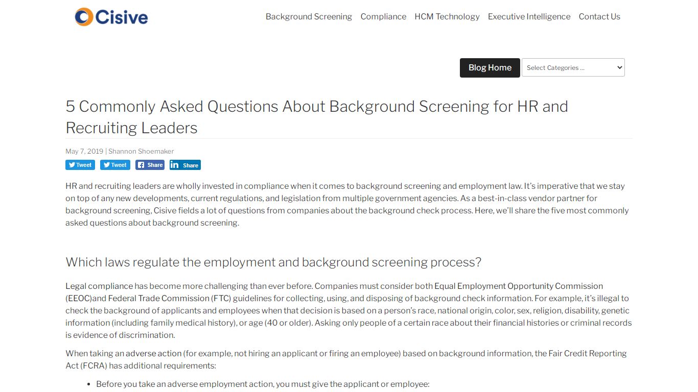 Cisive - 5 Commonly Asked Questions About Background Screening for HR ...