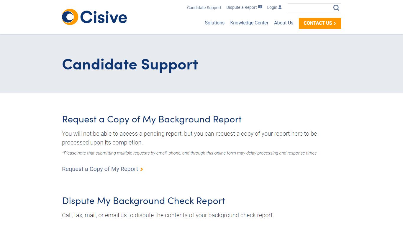 Candidate Support | Cisive